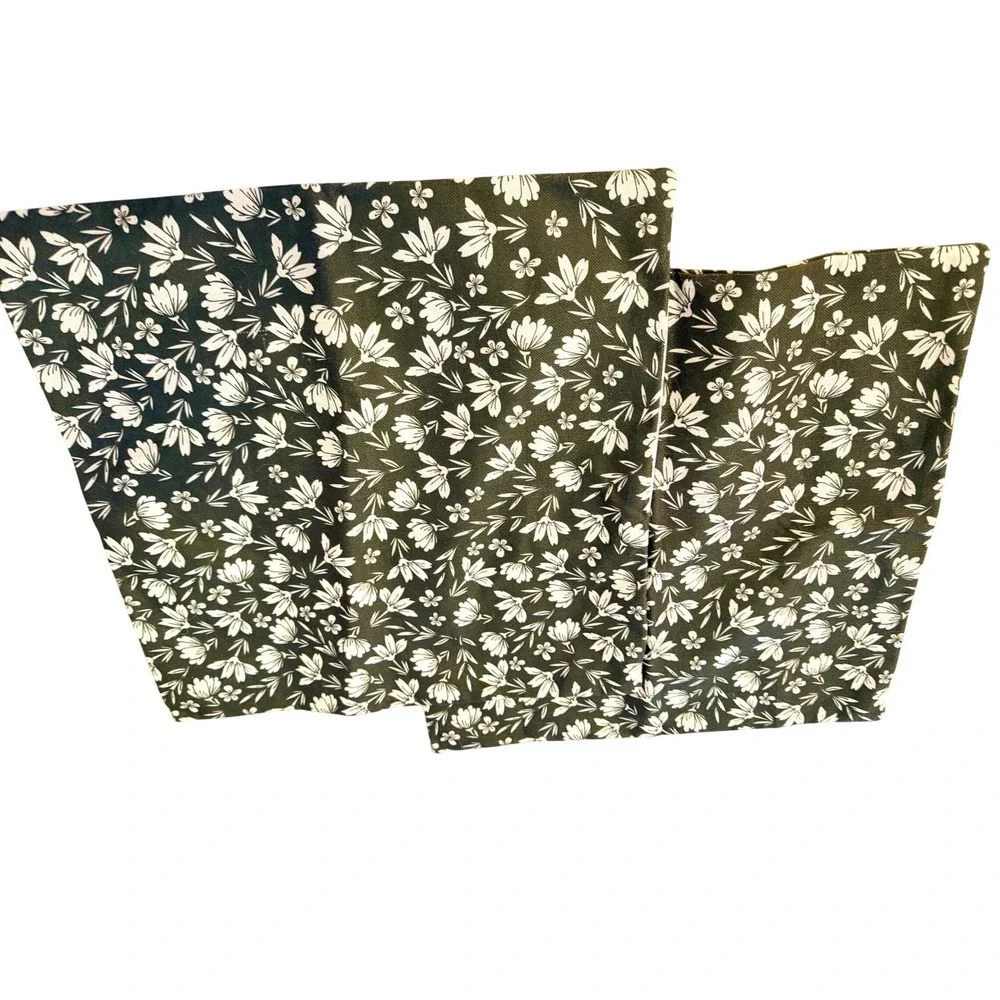 Pillow Covers Floral‎ Cotton Fabric Green White zippered